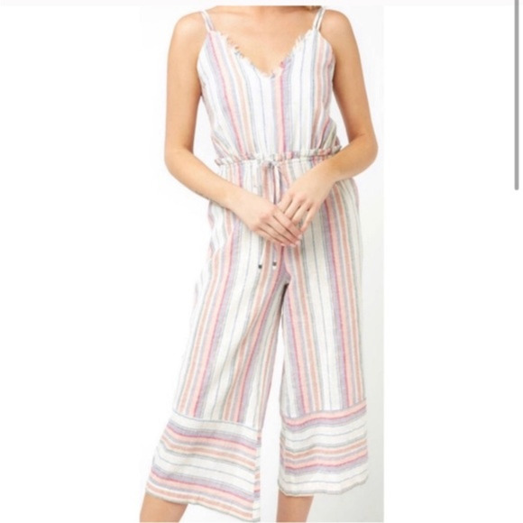 Vintage Havana Pink Striped Jumpsuit lurex‎ linen Sz S - Picture 1 of 9